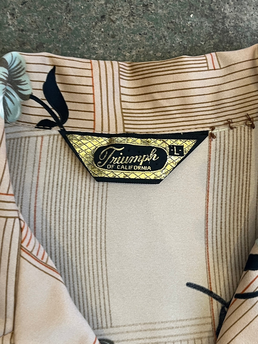 1970s all-over pattern open collar shirt