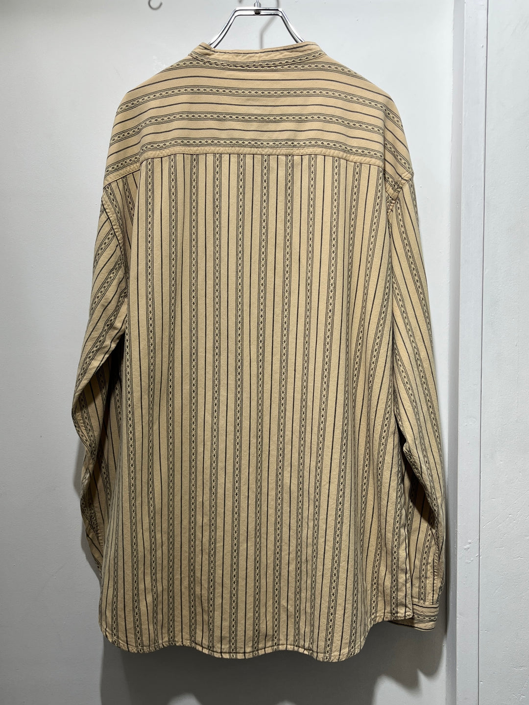 1990s native striped band-collar pullover shirt