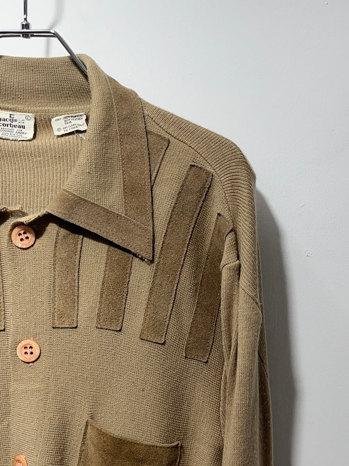 1970s suede patchwork design knit jacket