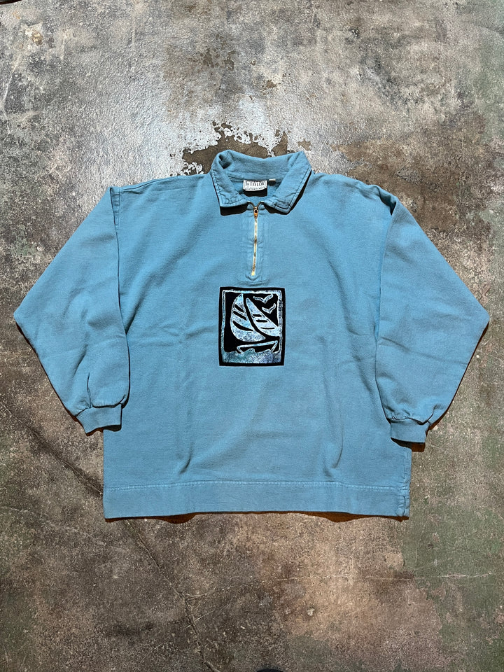 1990s USA made abstract art half zip sweatshirt