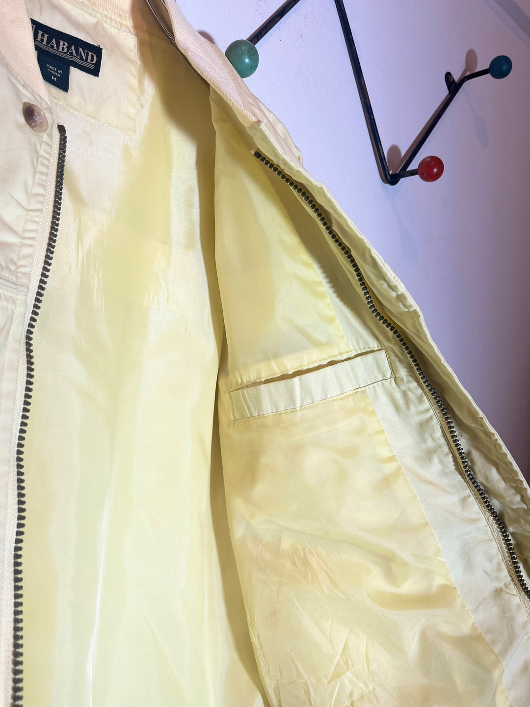 1990-00s pale yellow cup shoulder jacket