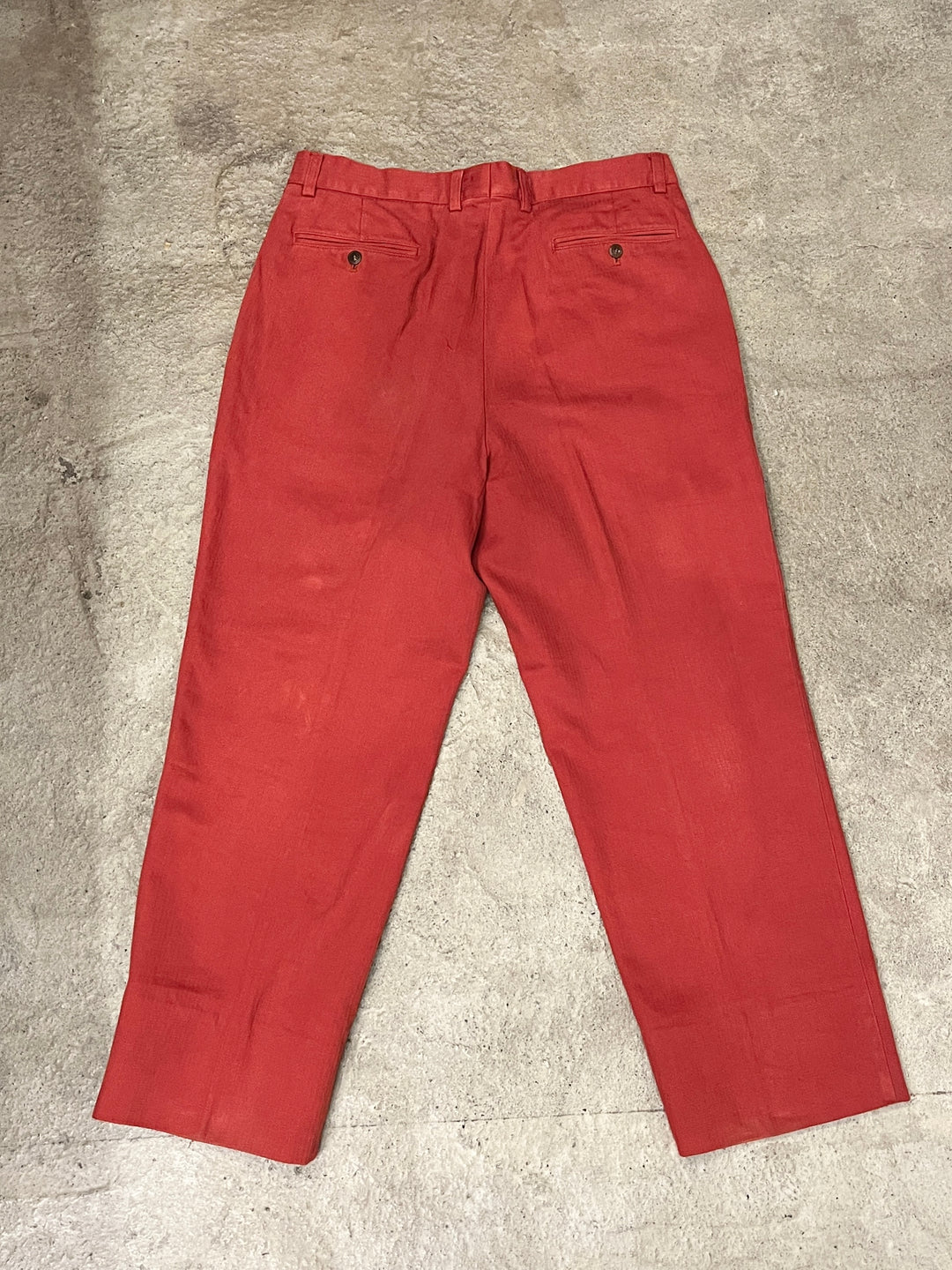 1980-90s vermilion color herringbone pants