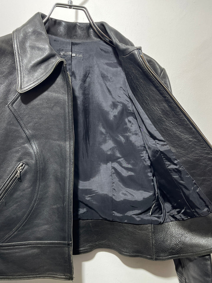 1990-00s black cropped leather jacket