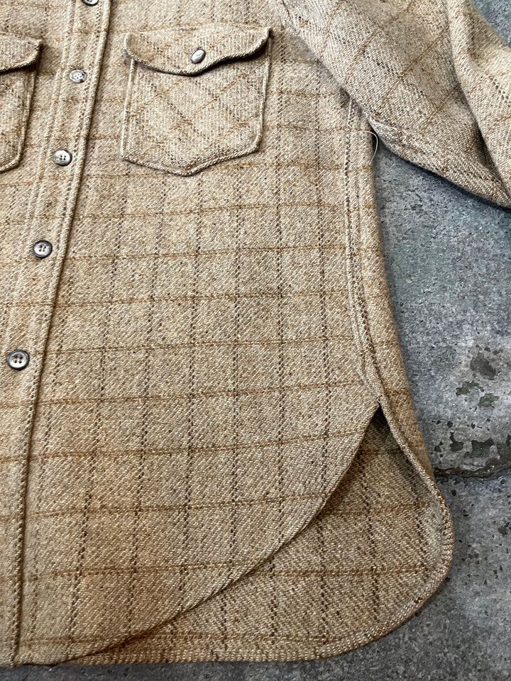 1970s "Woolrich" brown beige check wool shirt
