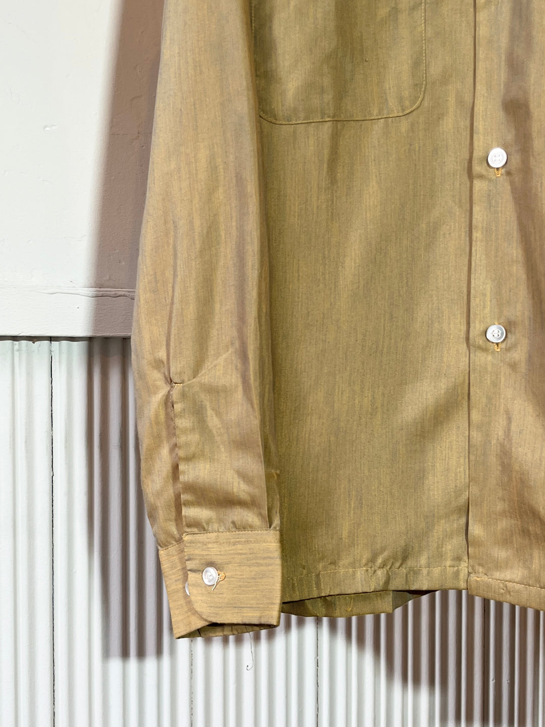 1960-70s "FRUIT OF THE LOOM" iridescent open collar shirt