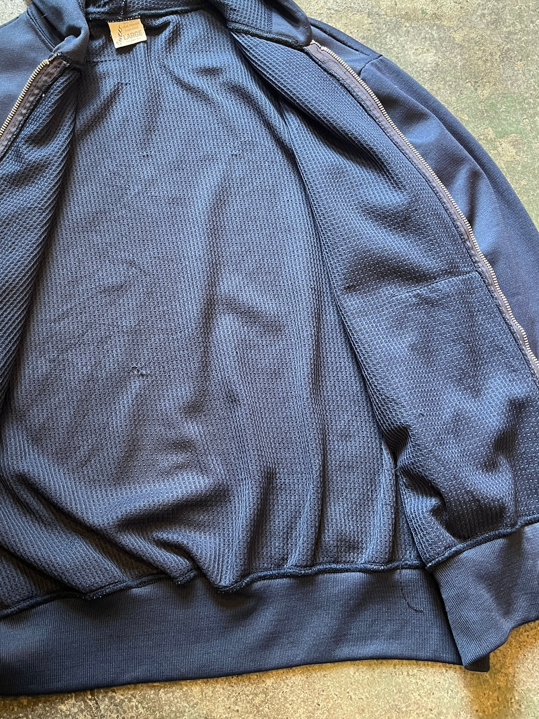 1980-90s navy double face zip sweat hoodie