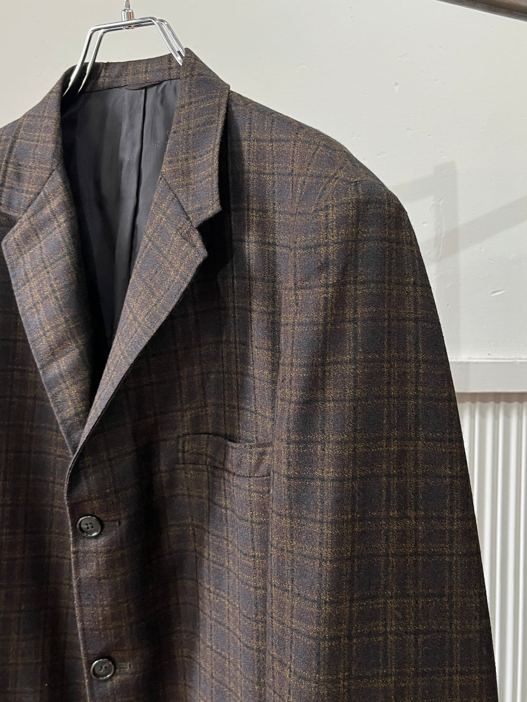 1960s violet × brown check tailored jacket