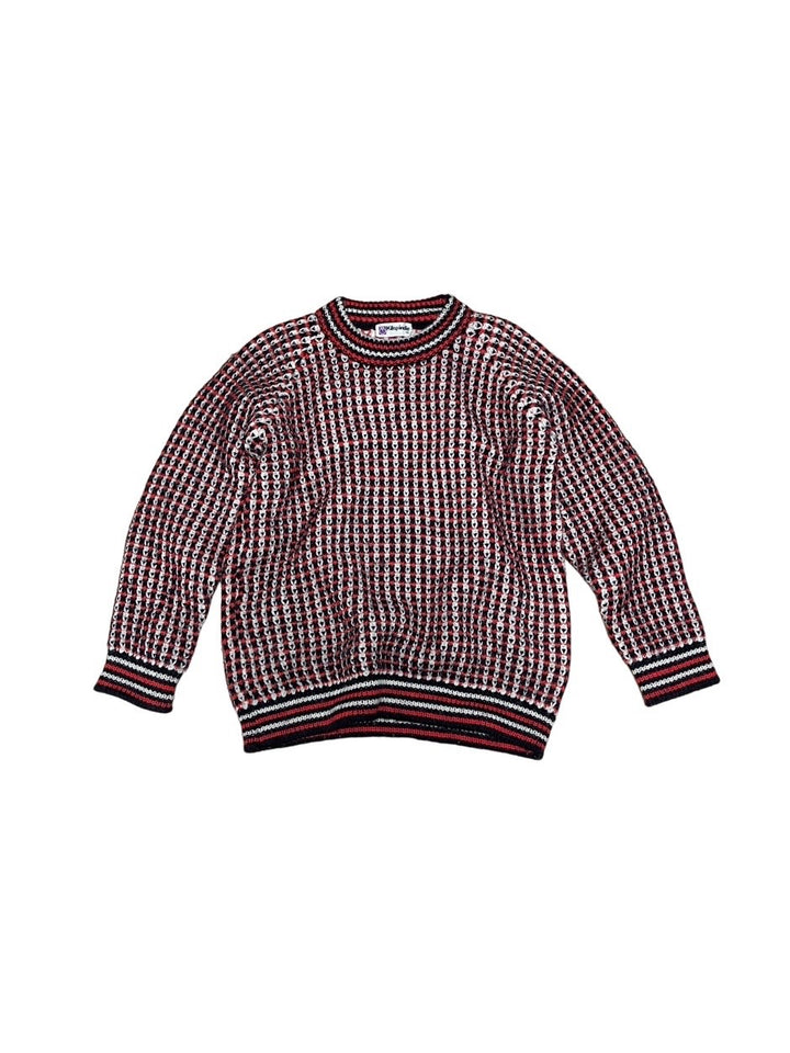 white × red × black links stitch knit