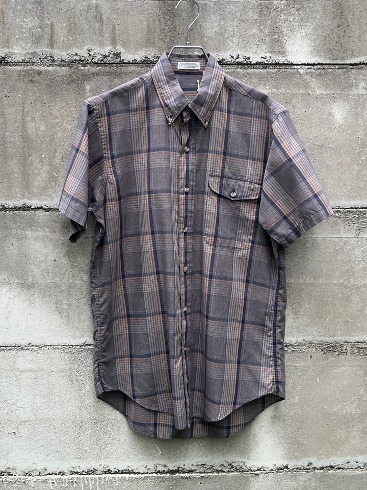 1980-90s gren checkered s/s B.D shirt