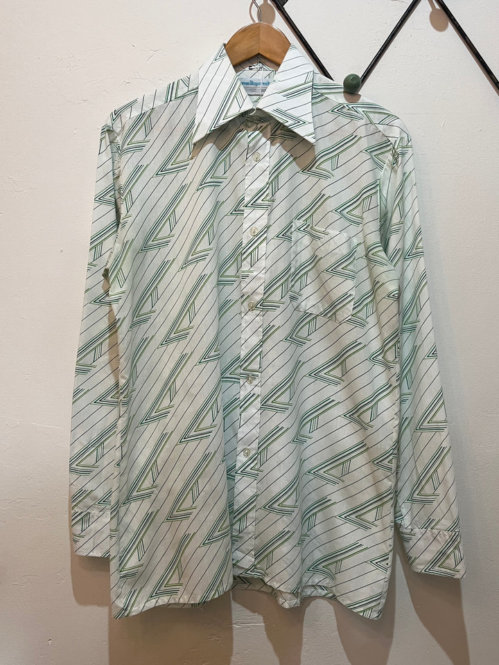 1970s light green total pattern shirt