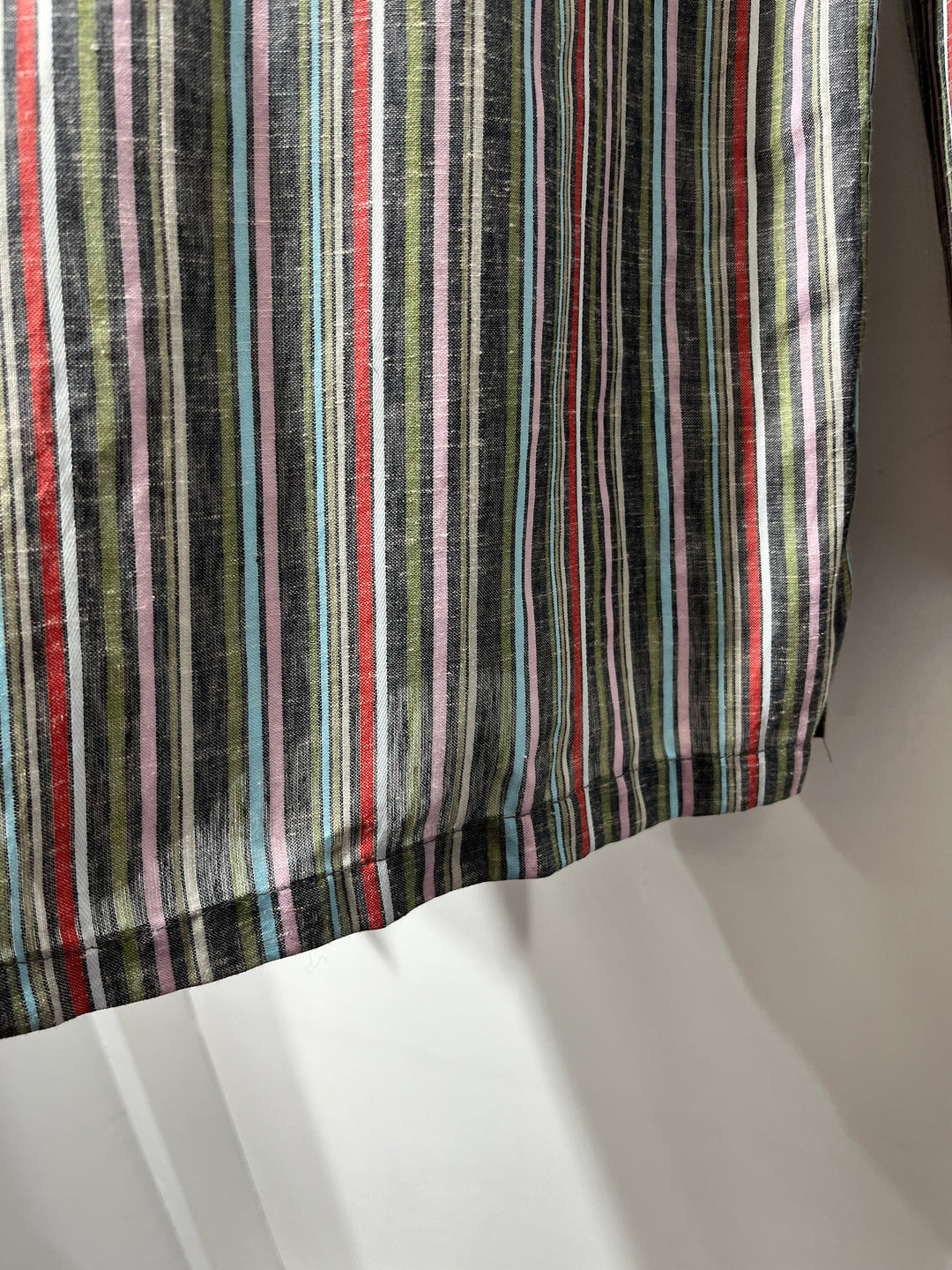 1990s multi stripe band-collar pullover shirt