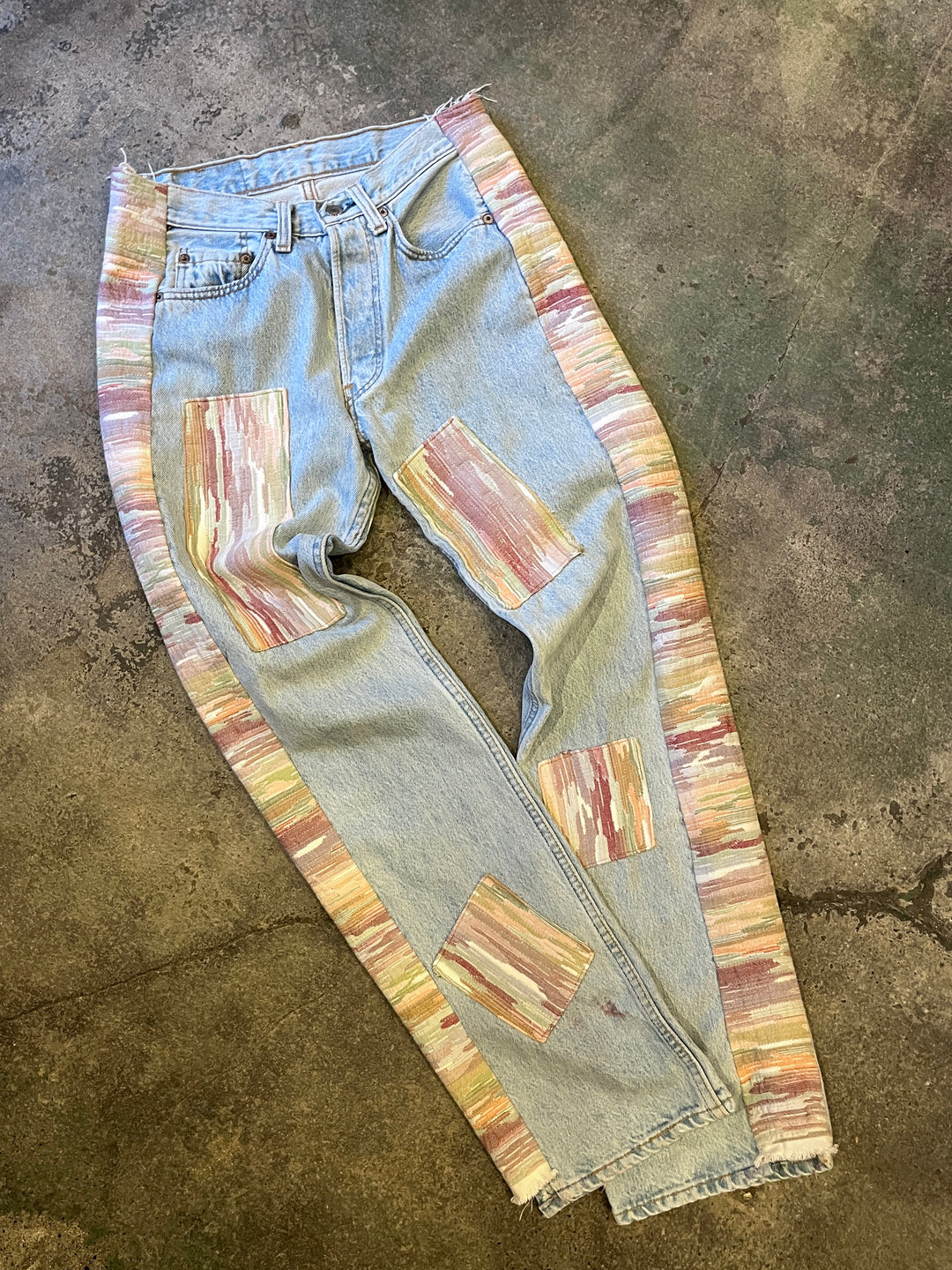 1980s "Levi's" patchwork custum denim pants