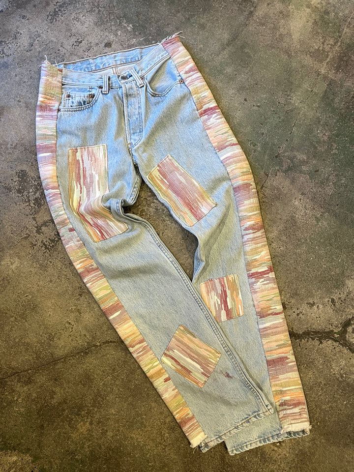 1980s "Levi's" patchwork custum denim pants