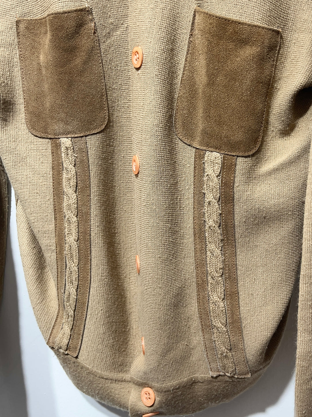 1970s suede patchwork design knit jacket