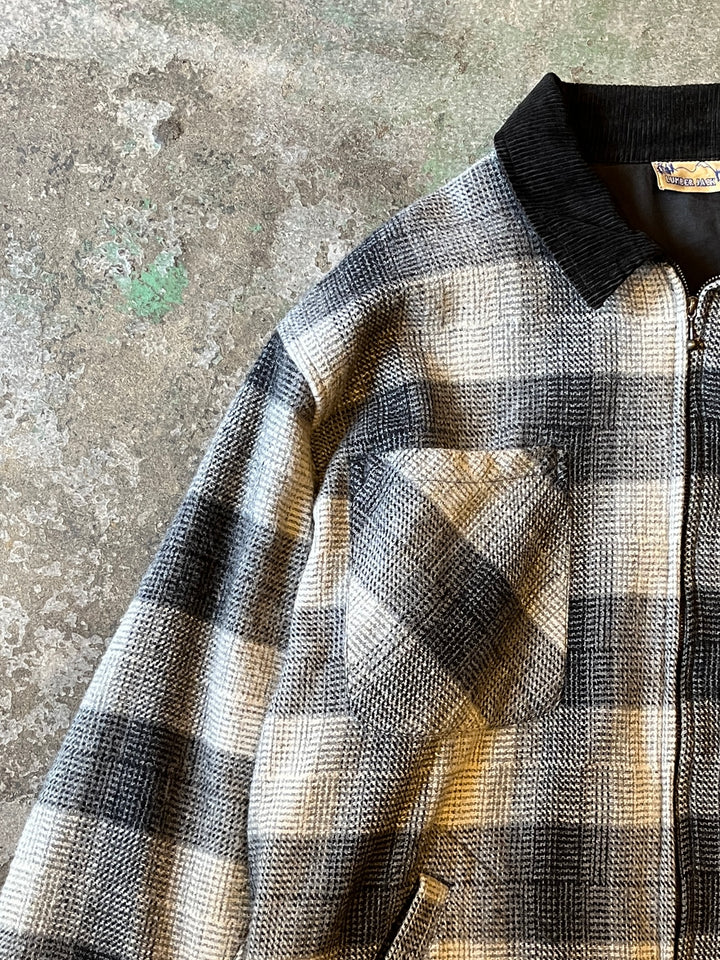 1990s ombré check wool harf coat