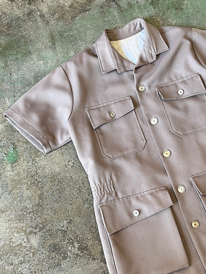 1970s taupe 4-pocket custam s/s bush jacket