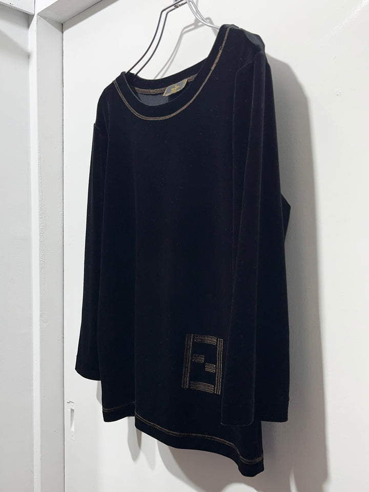 1980-90s ITALY made "FENDI" black velour tops
