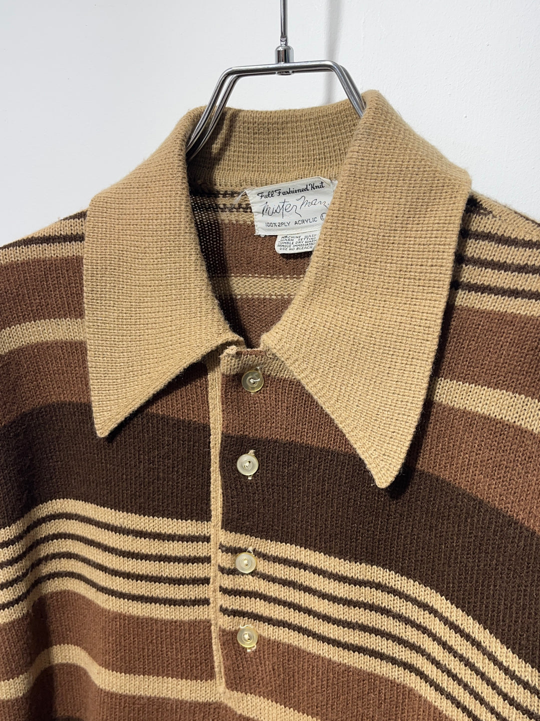 1970s multi brown stripe knit polo