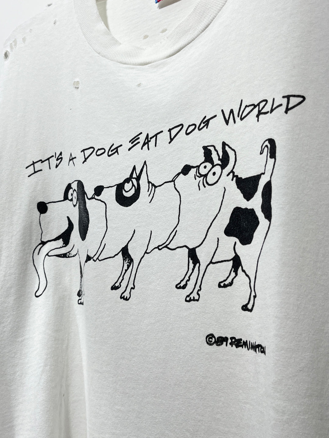 1980s USA made "DOG EAT DOG" graphic art T-shirt
