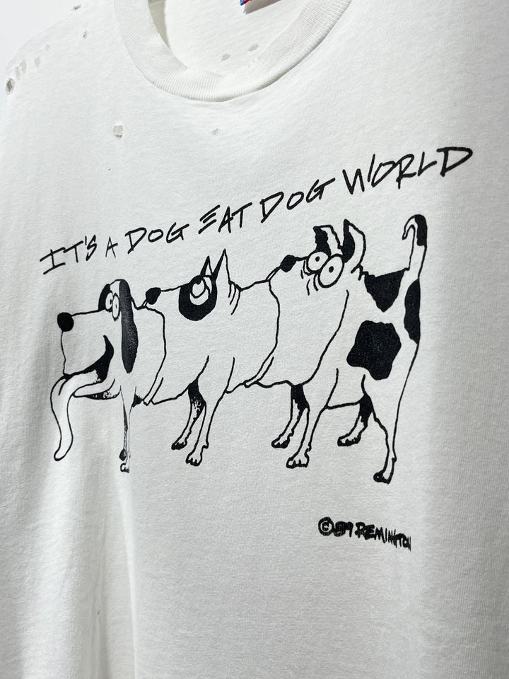1980s USA made "DOG EAT DOG" graphic art T-shirt