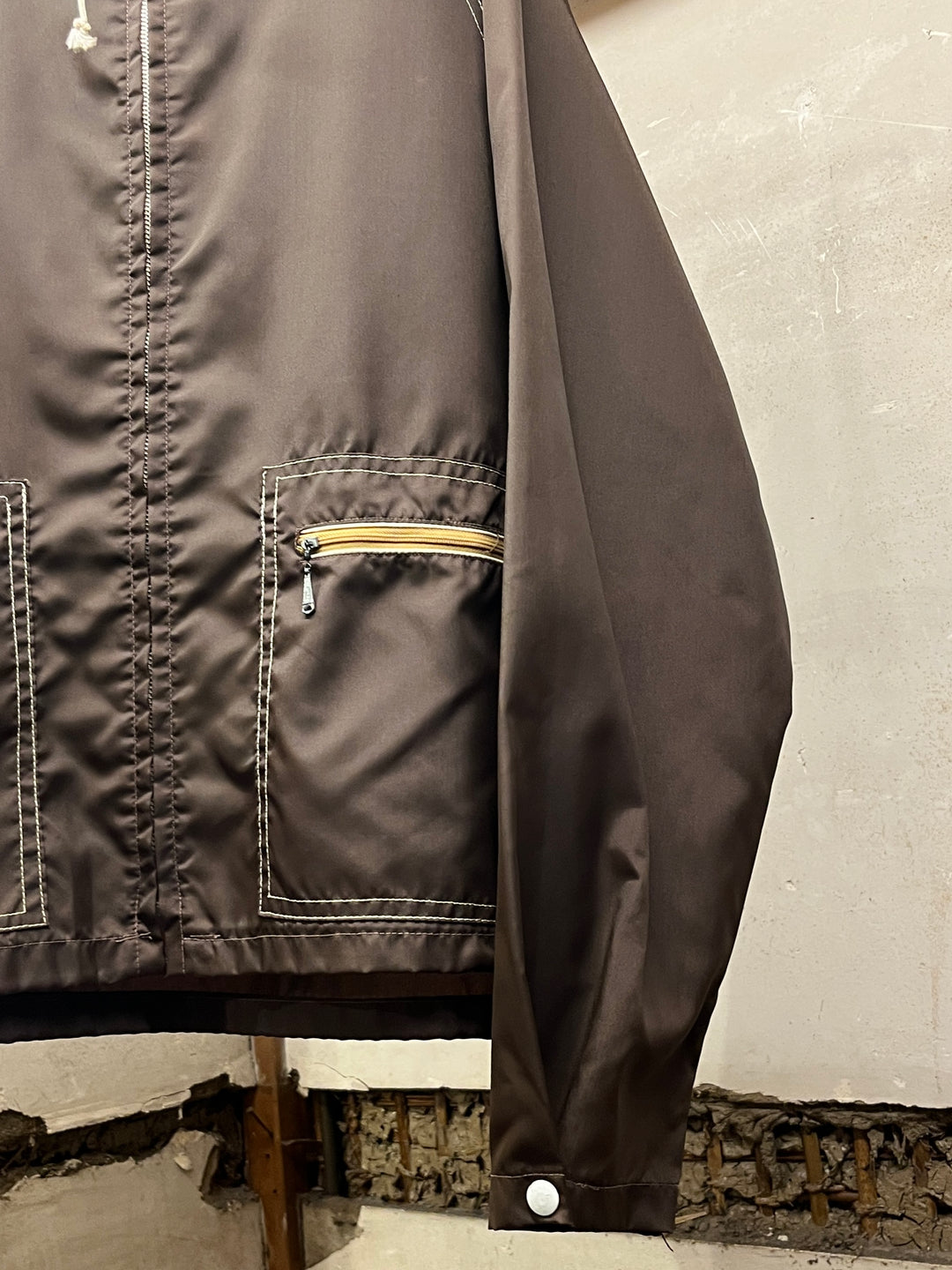 1970s "CAMPUS" brown × white stitch nylon jacket