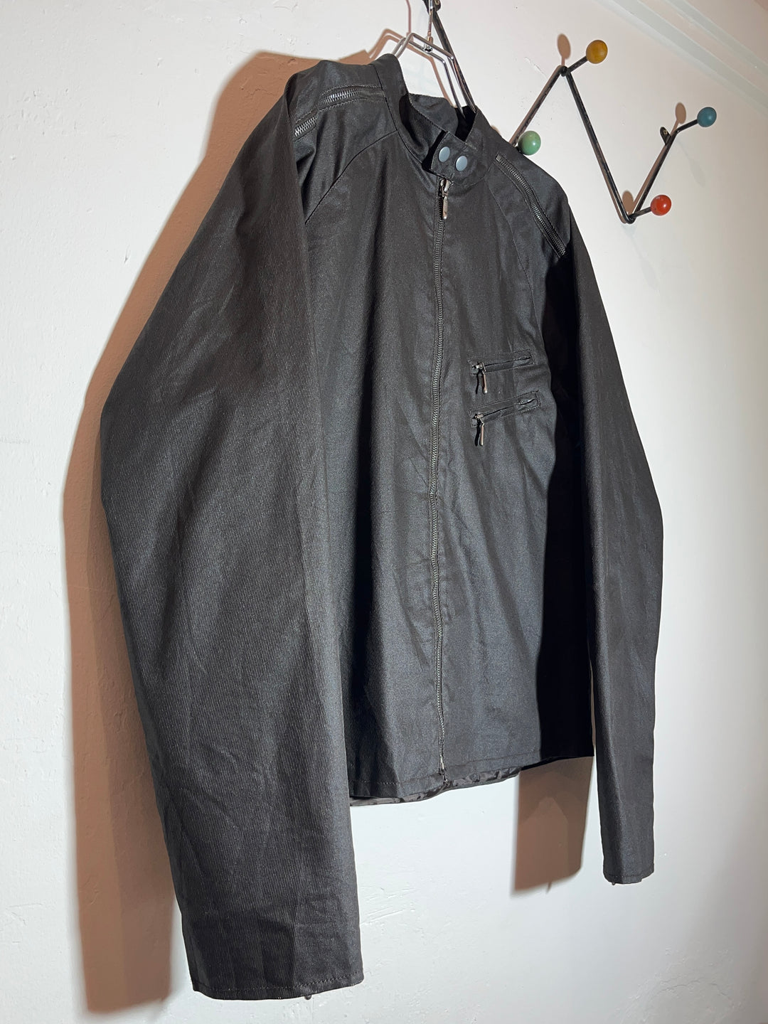 1990s "GUESS" rubber coating black riders jacket