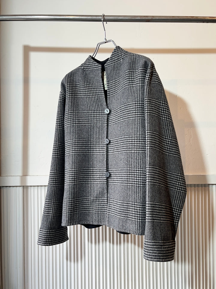 1990s "L.L.Bean" glen check collarless reversible jacket