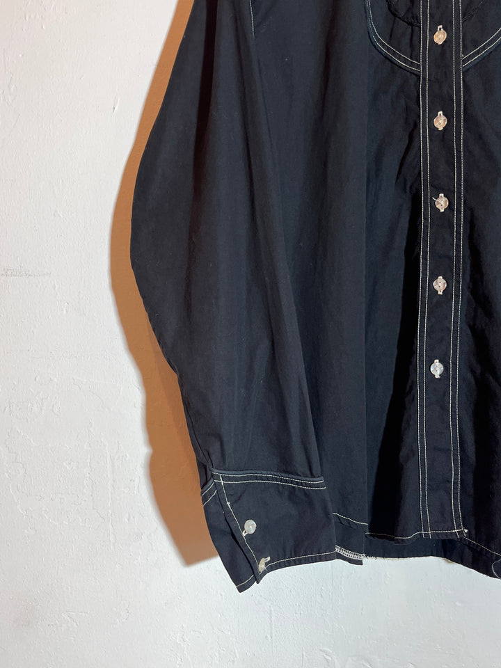 1990s black embroidered western shirt