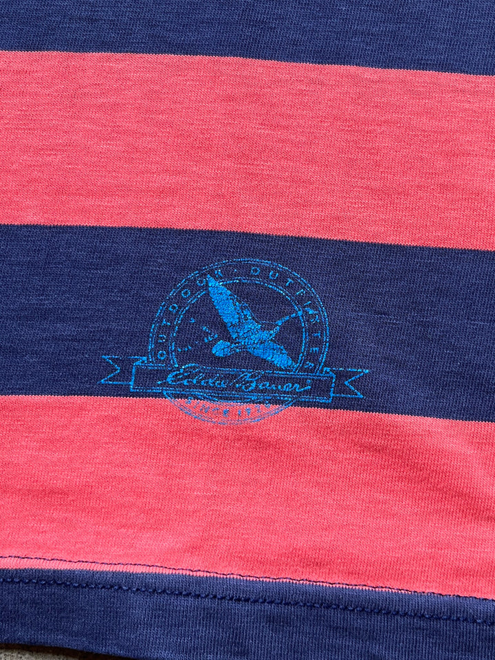 1990s USA made "Eddie Bauer" red × navy wide striped T-shirt