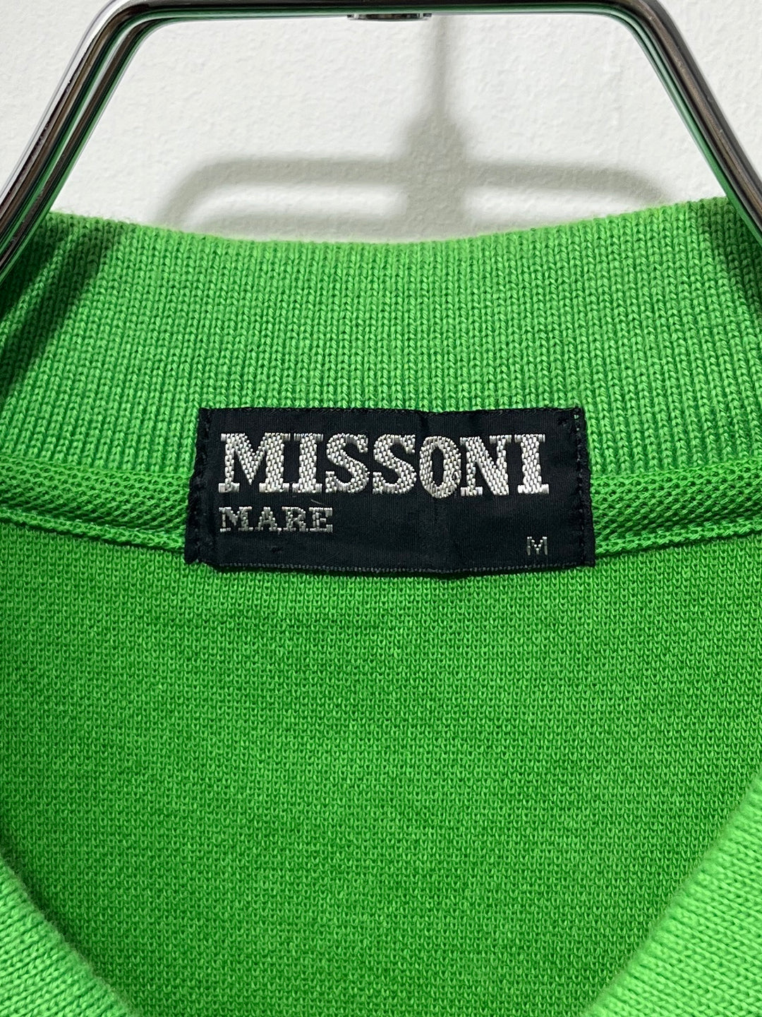 1990s "MISSONI" lime green embroidered collar L/S polo