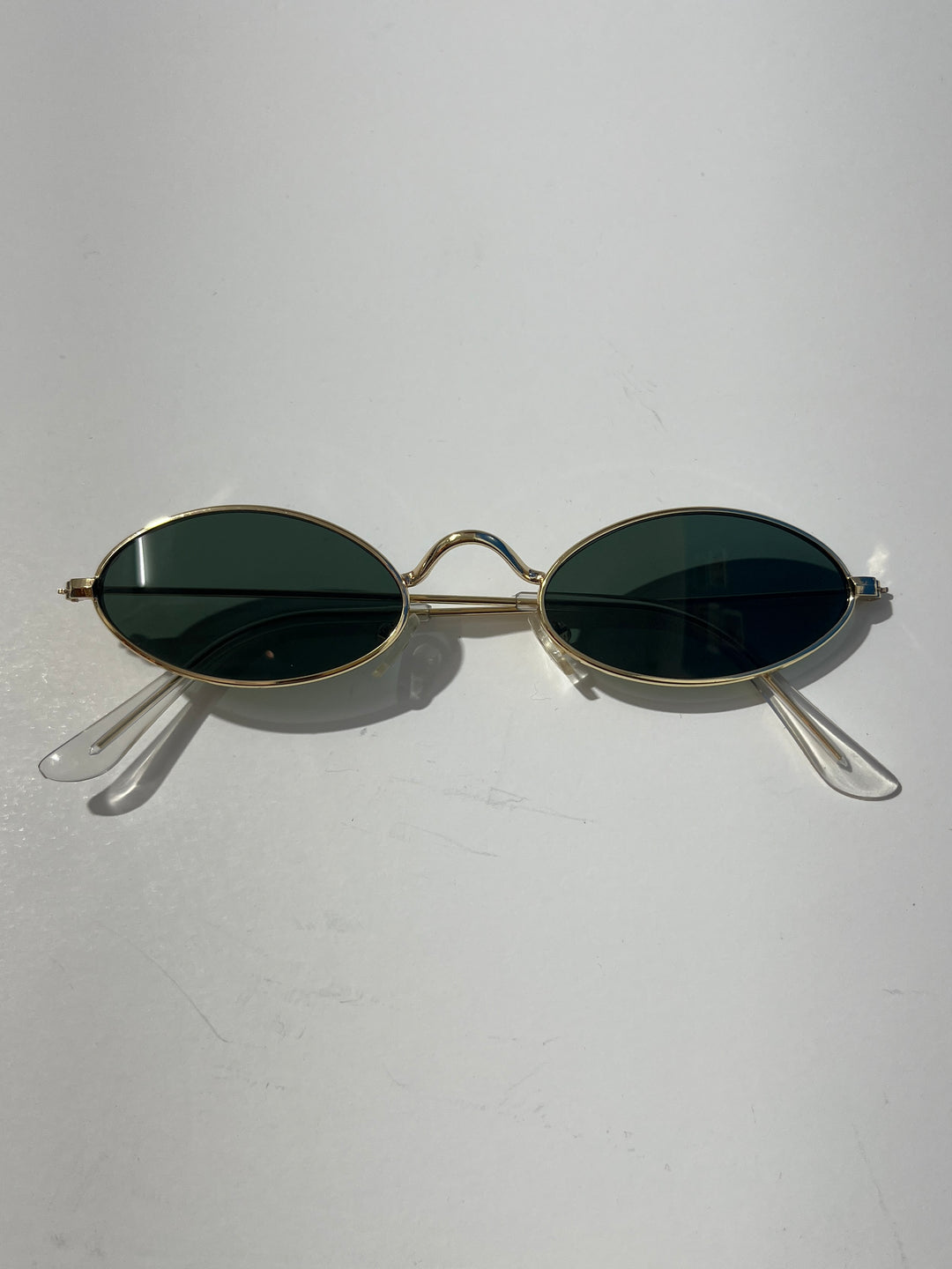 1990s dead stock oval sunglasses gold × black