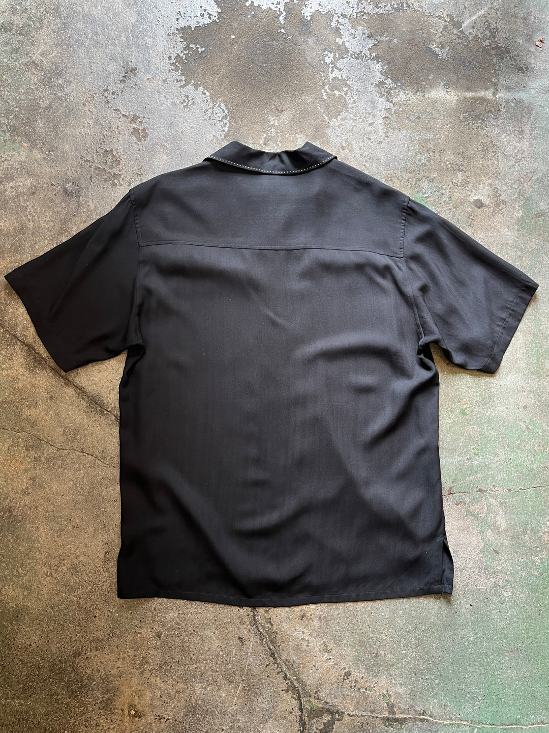 1990s black herringbone s/s silk shirt