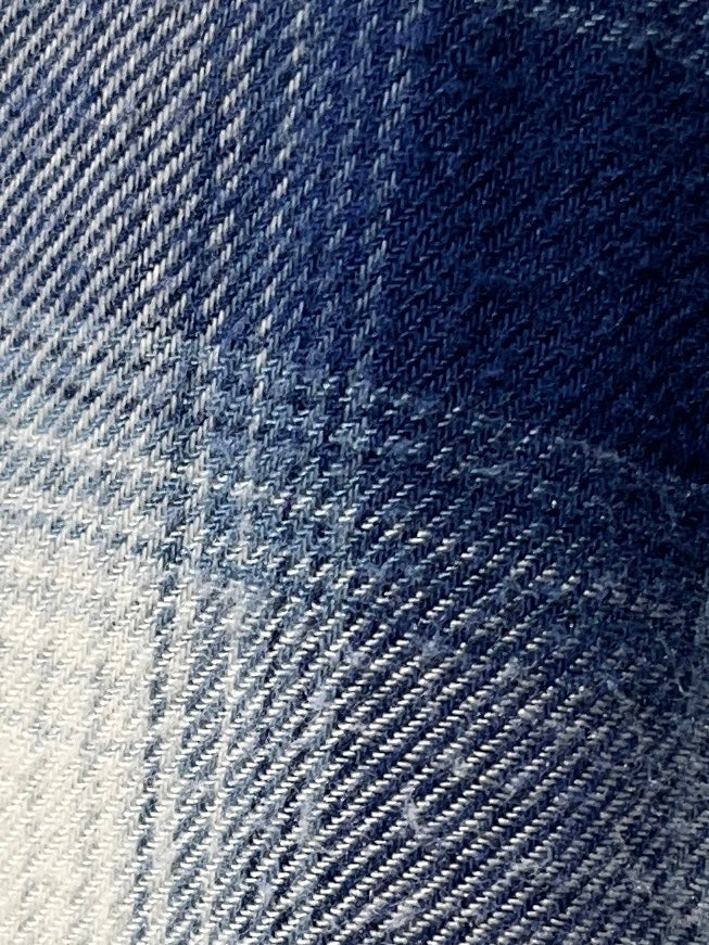 1990s blue × white ombré check flannel shirt