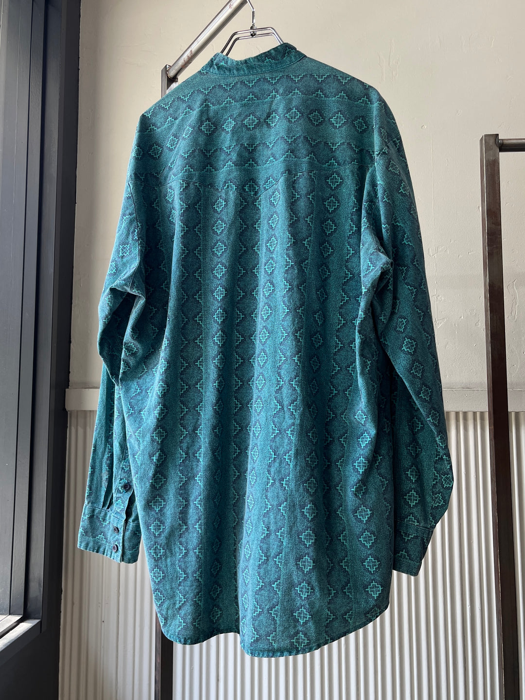 1980-90s all-over native pattern stand collar shirt