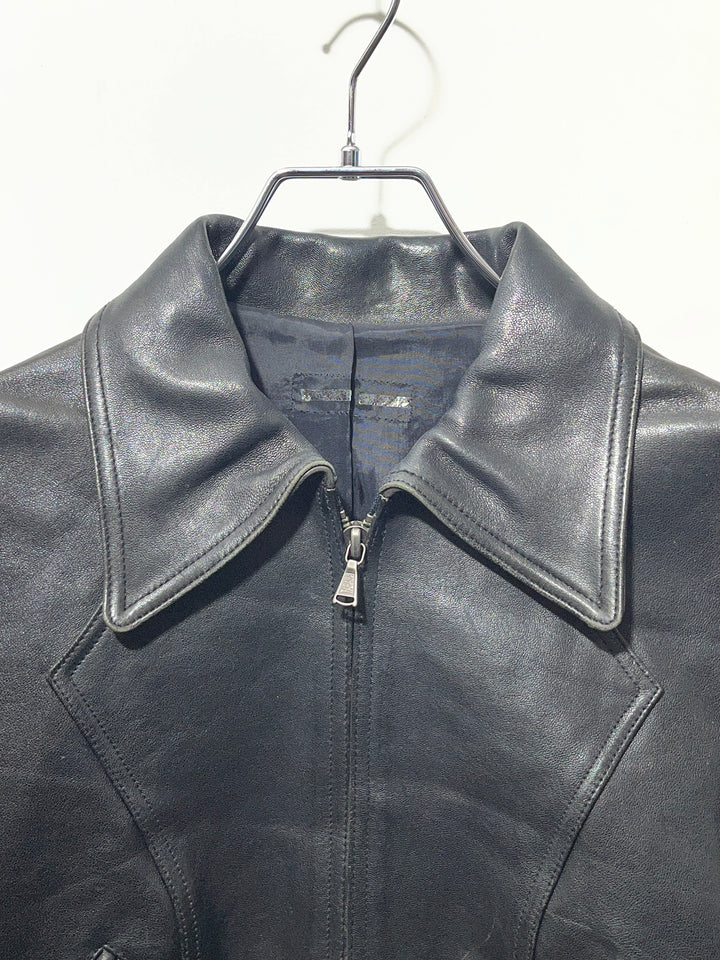 1990-00s black cropped leather jacket