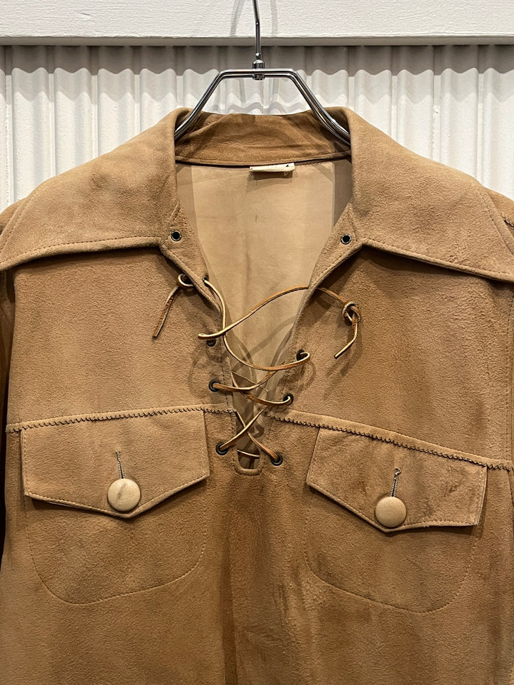 1970s suede leather laceup pullover