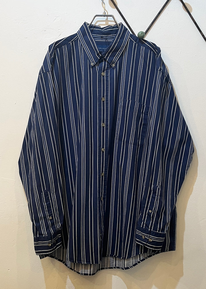 1990s "TOWN CRAFT" navy stripe B.D shirt