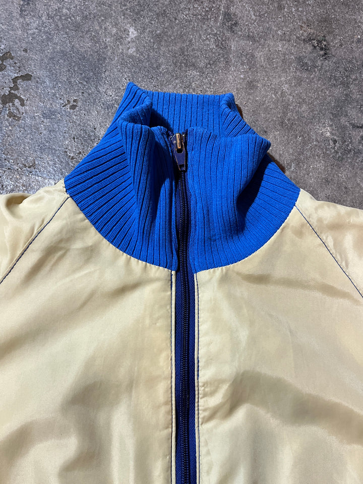 1970s red × blue line high neck blouson