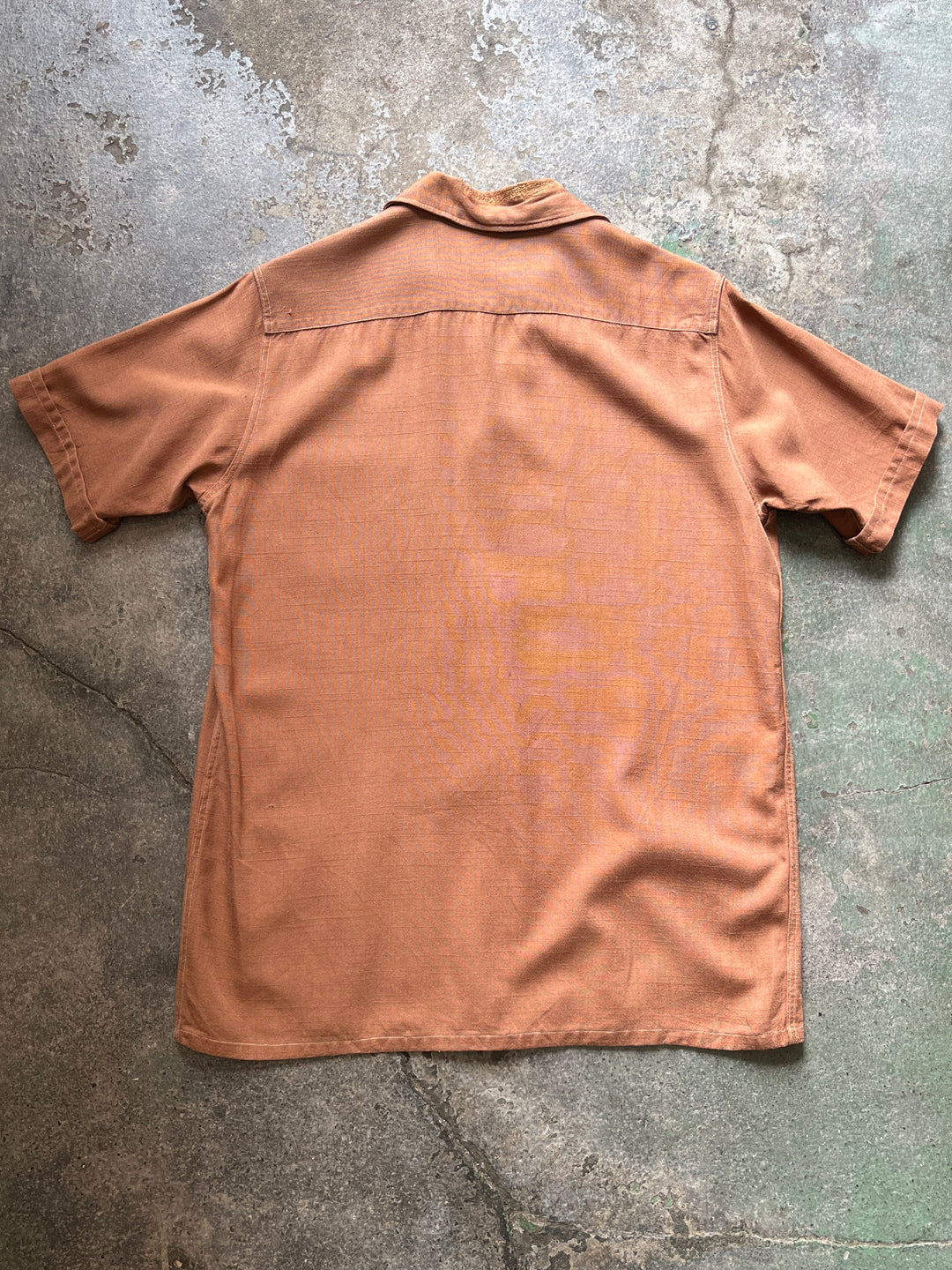 1940-50s "DE MARLY" terracotta open collar s/s shirt