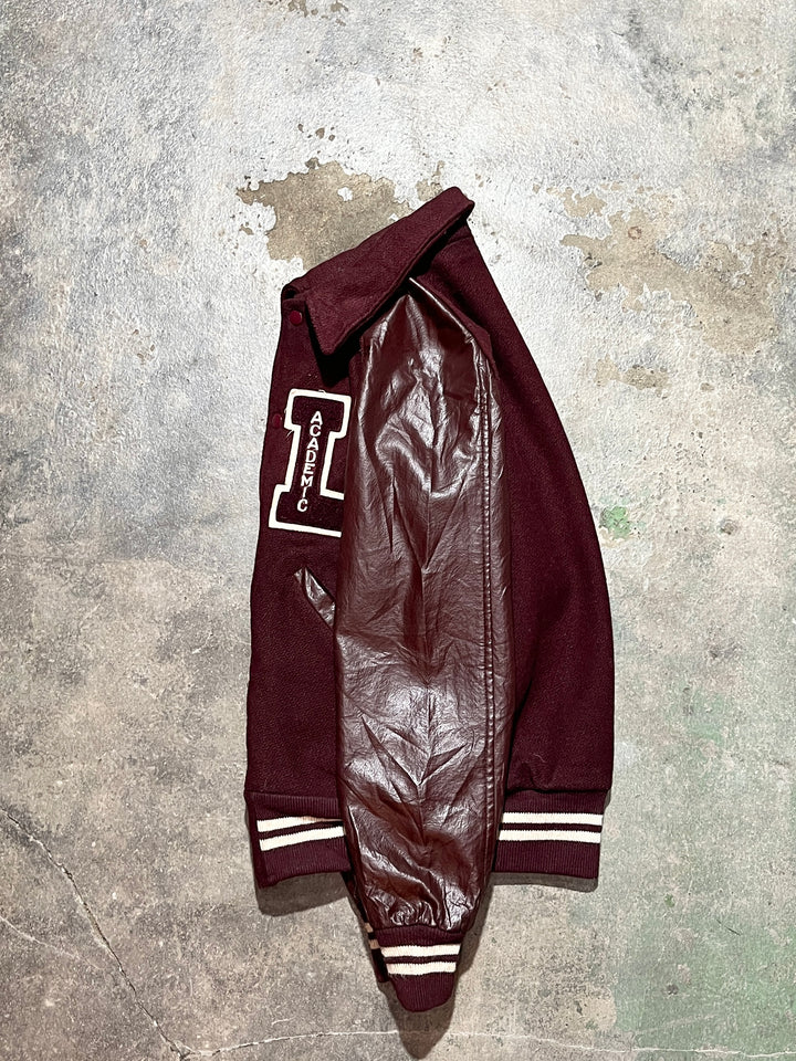 1950-60s vintage burgundy stadium jacket