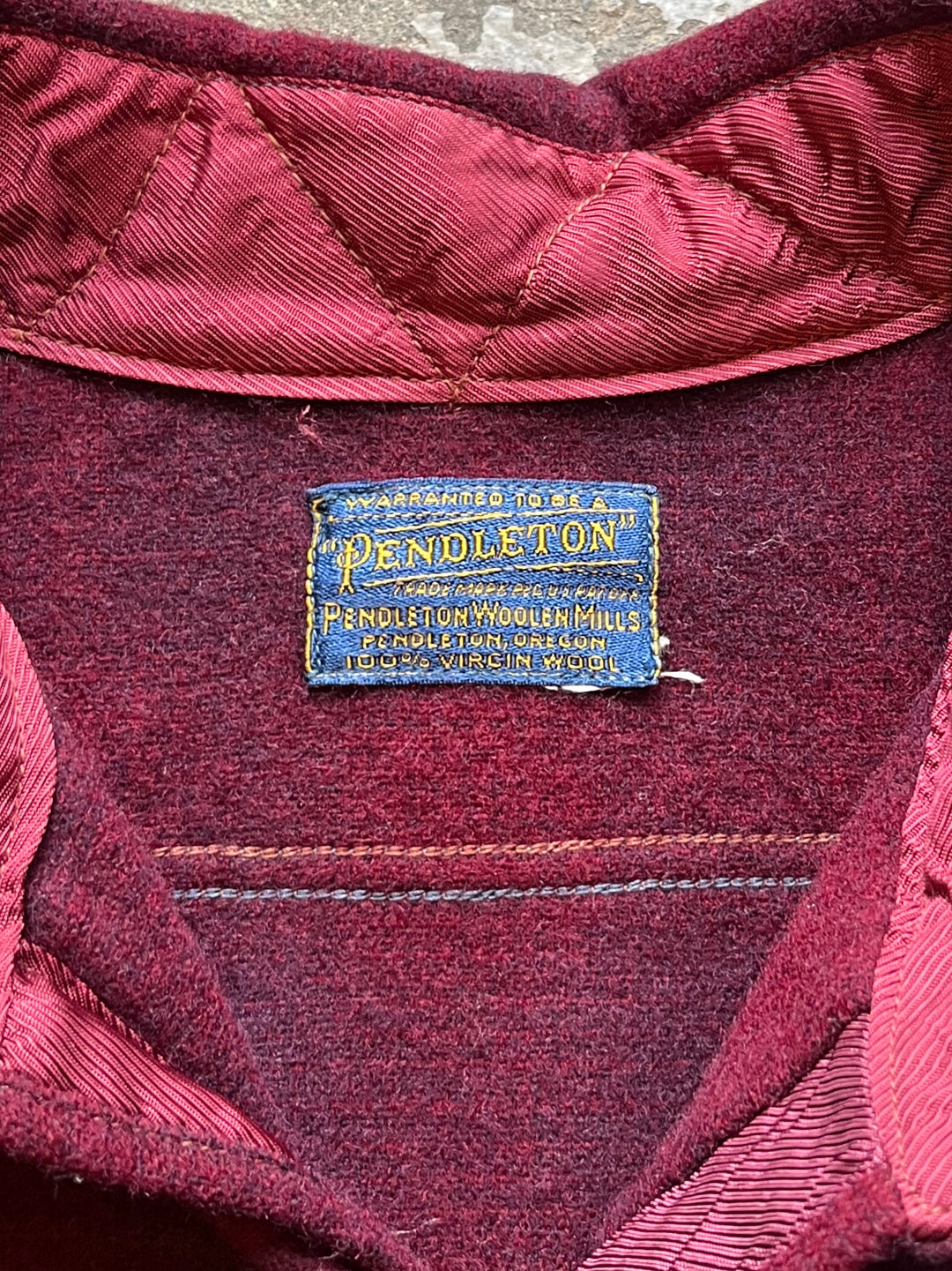 1940s "PENDLETON" wine red ombre check wool shirt