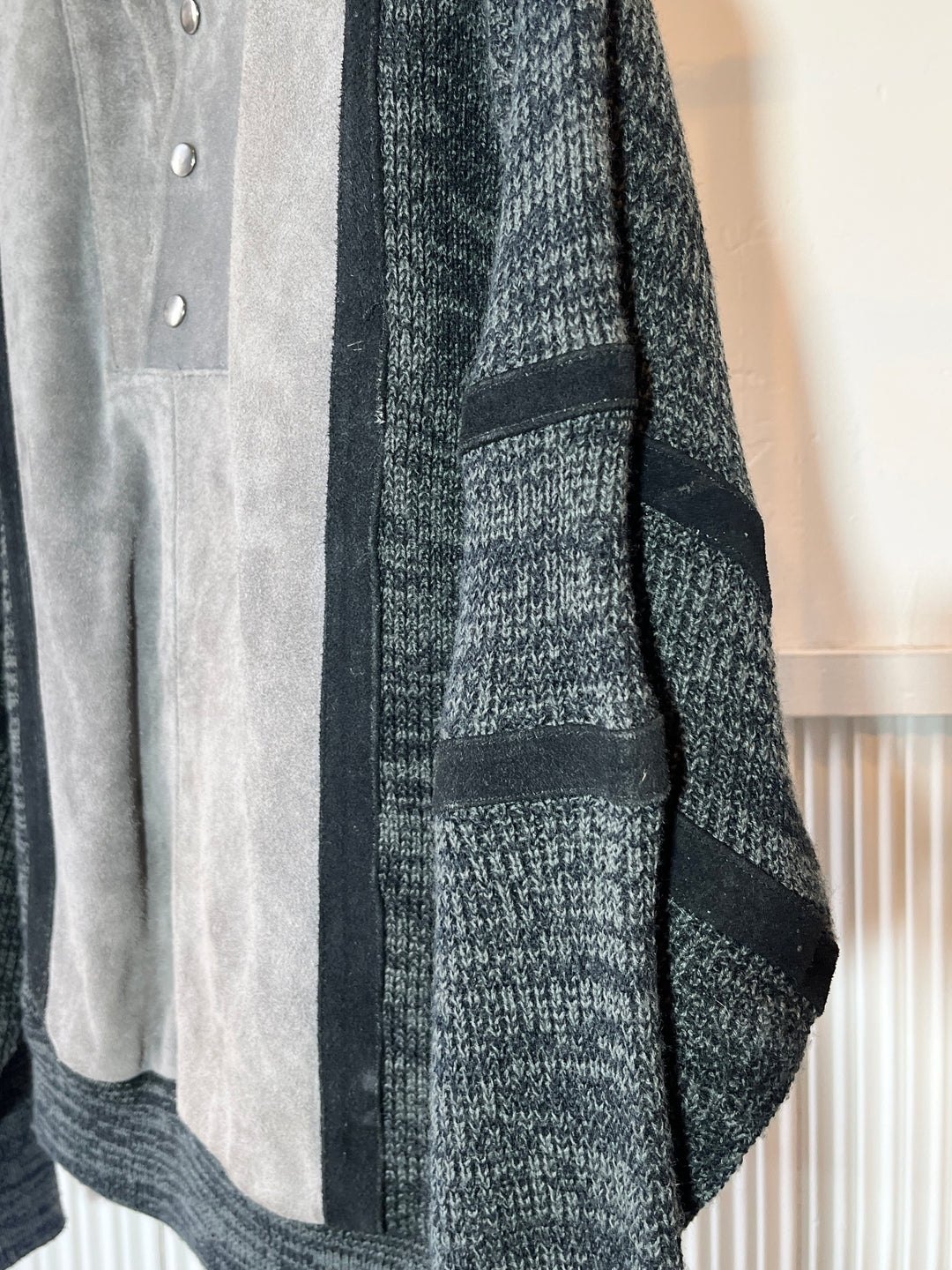 1980s "PIONEER WEAR" suede leather x knit panel jacket