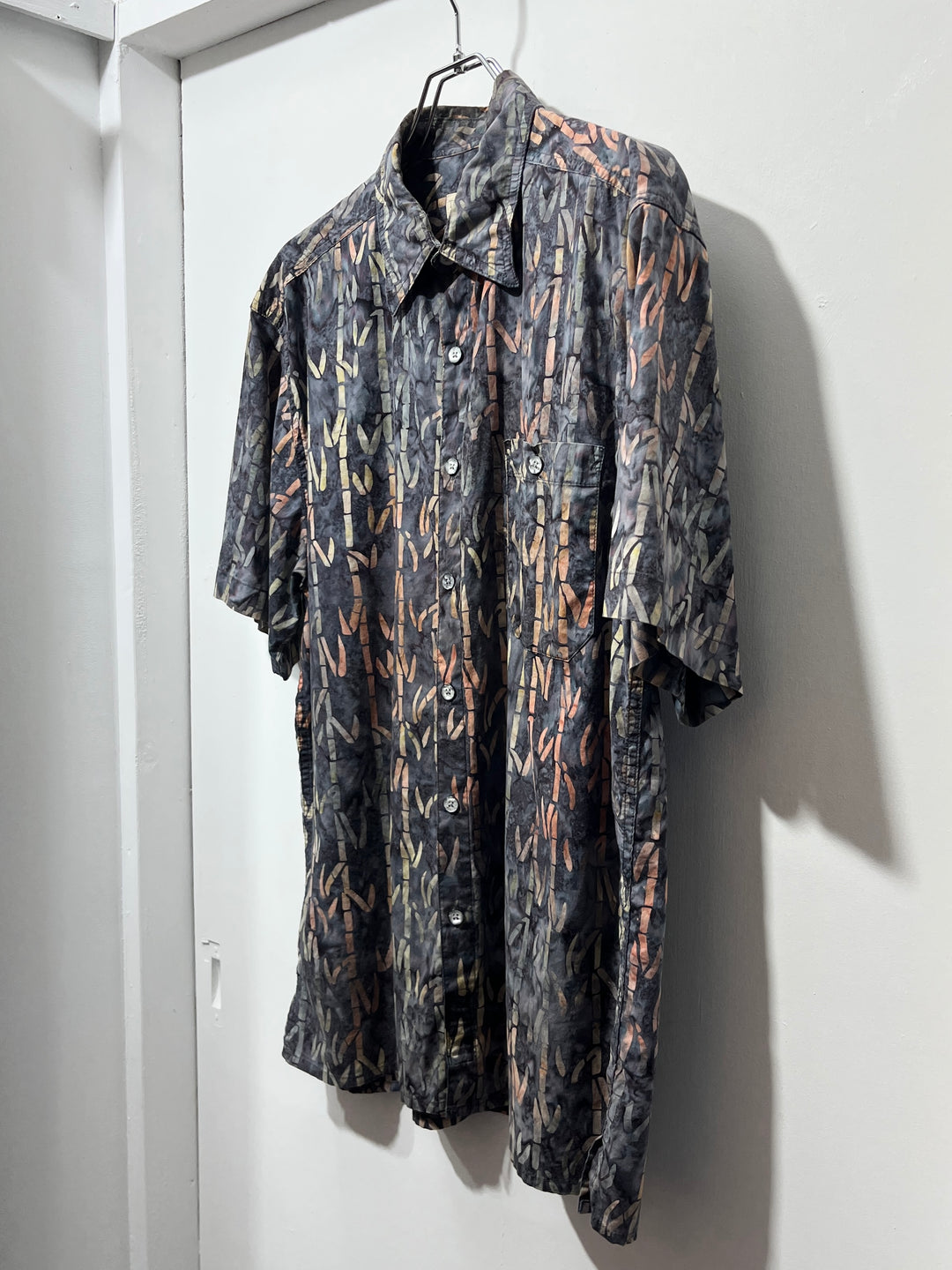 1990-00s bamboo pattern s/s shirt