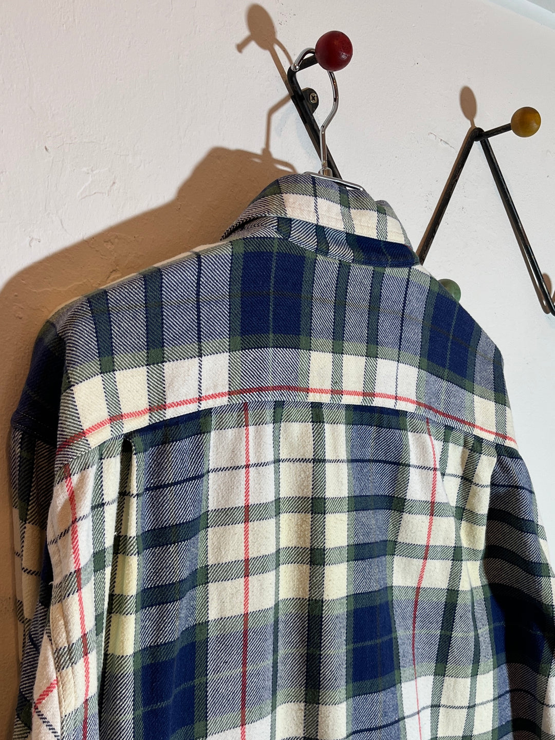 1990s "BANANA REPUBLIC" classic cream × navy checkered flannel shirt