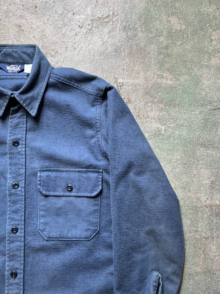 1980s USA made "Wool rich" fade blue chamois cloth shirt