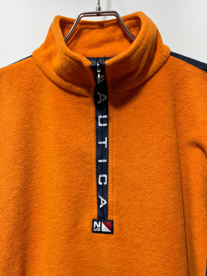 1990s USA made "nautica" orange × navy halfzip fleece jacket