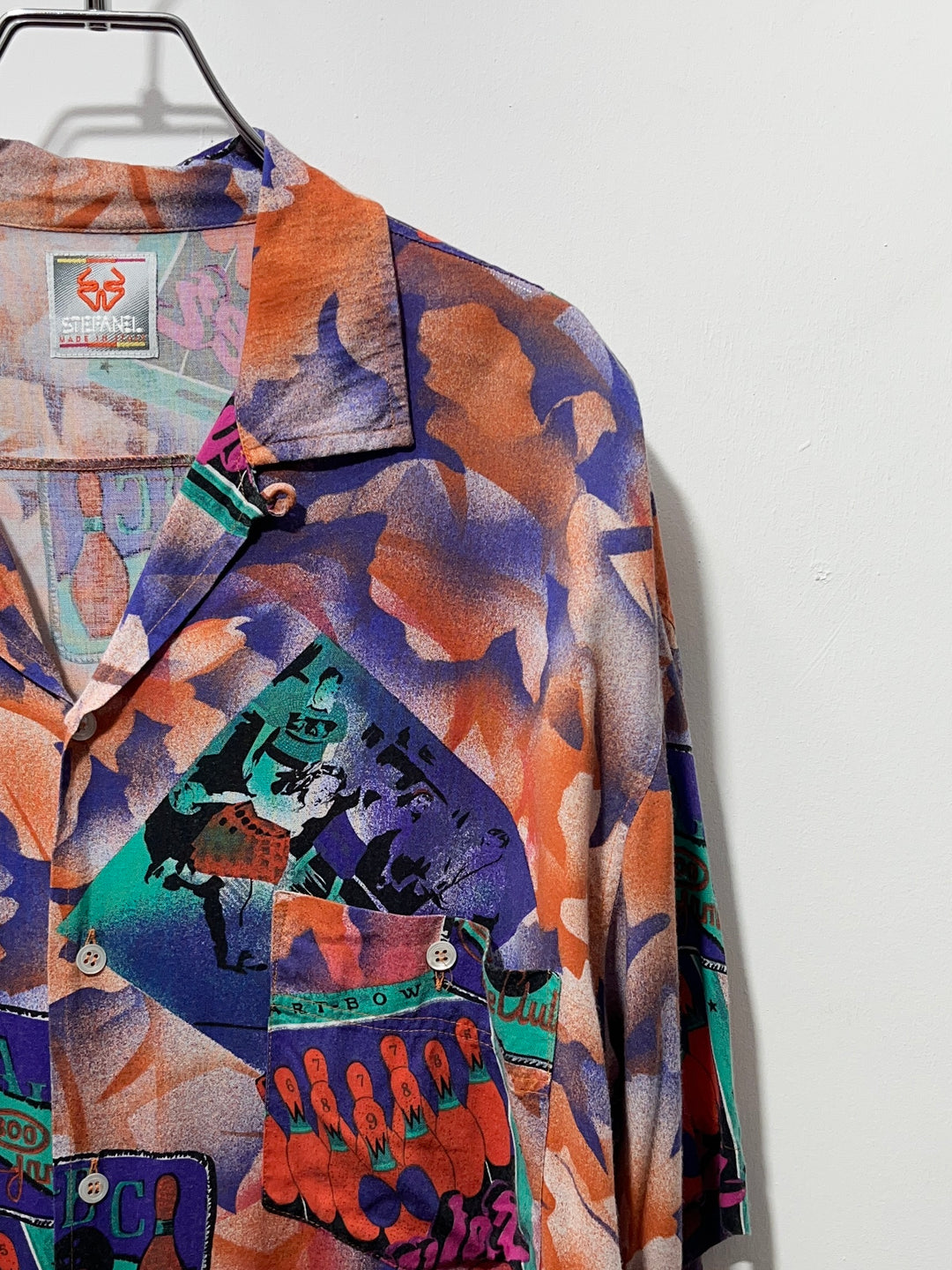 1980s ITALY made neon total pattern s/s shirt