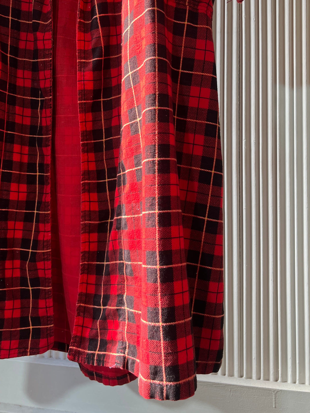 1960s "Pilgrim" red checkered flannel long gown