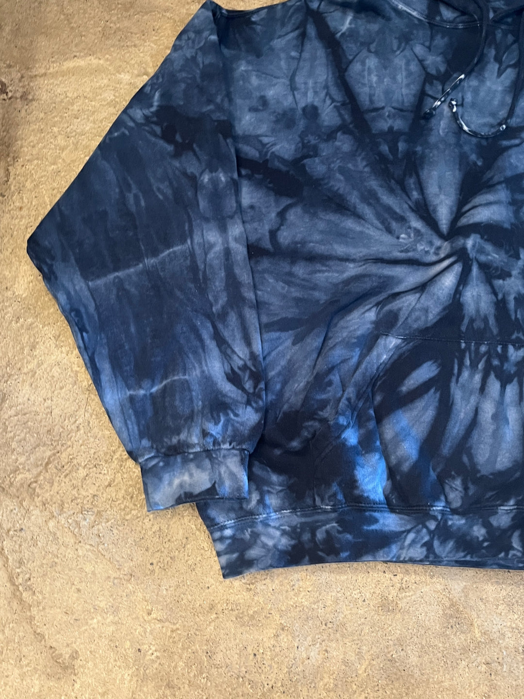 1990s deep blue tie-dye color sweat hoodie