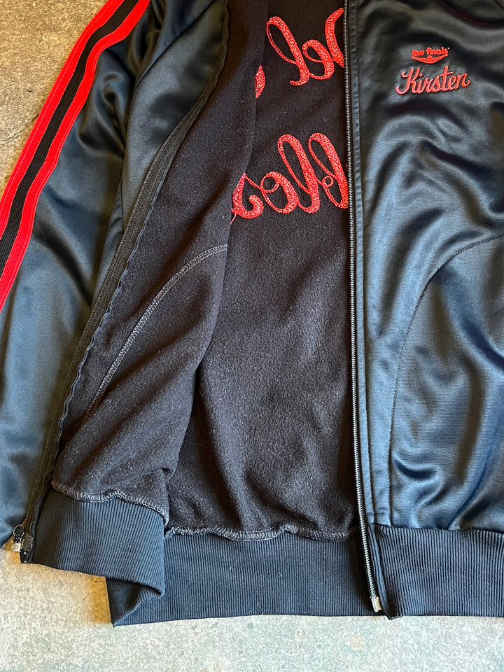 1980s back embroidery black × red track jacket